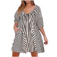 thumbnail image 4 of Bzhegqhd Woman Fashion Print Round Neck Drawstring Short Sleeve Pockets Jumpsuit, 4 of 8