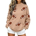 thumbnail image 2 of Mock Neck Sweatshirt Women Football Game Day Shirts Long Sleeve Oversized Tunic Tops Football Mom Shirt Sports Mom Loose Fit Fall Fashion Must Haves Workout Cozy Football Season Shirts Khaki, 2 of 3