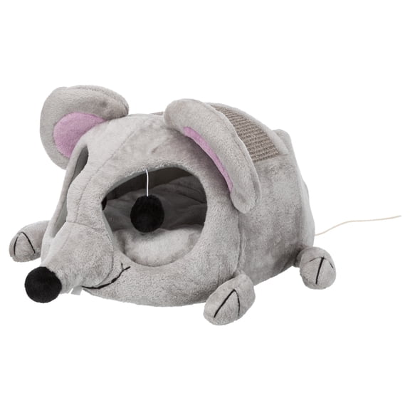 TRIXIE Lukas Plush Indoor Cat Condo with Sisal Scratching Surface & Removable Cushion, Gray