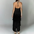 thumbnail image 5 of OSFVNOXV Halter Dress for Women Sexy Backless Fringe Tiered Side Split Maxi Dress for Latin Dance Party, 5 of 9