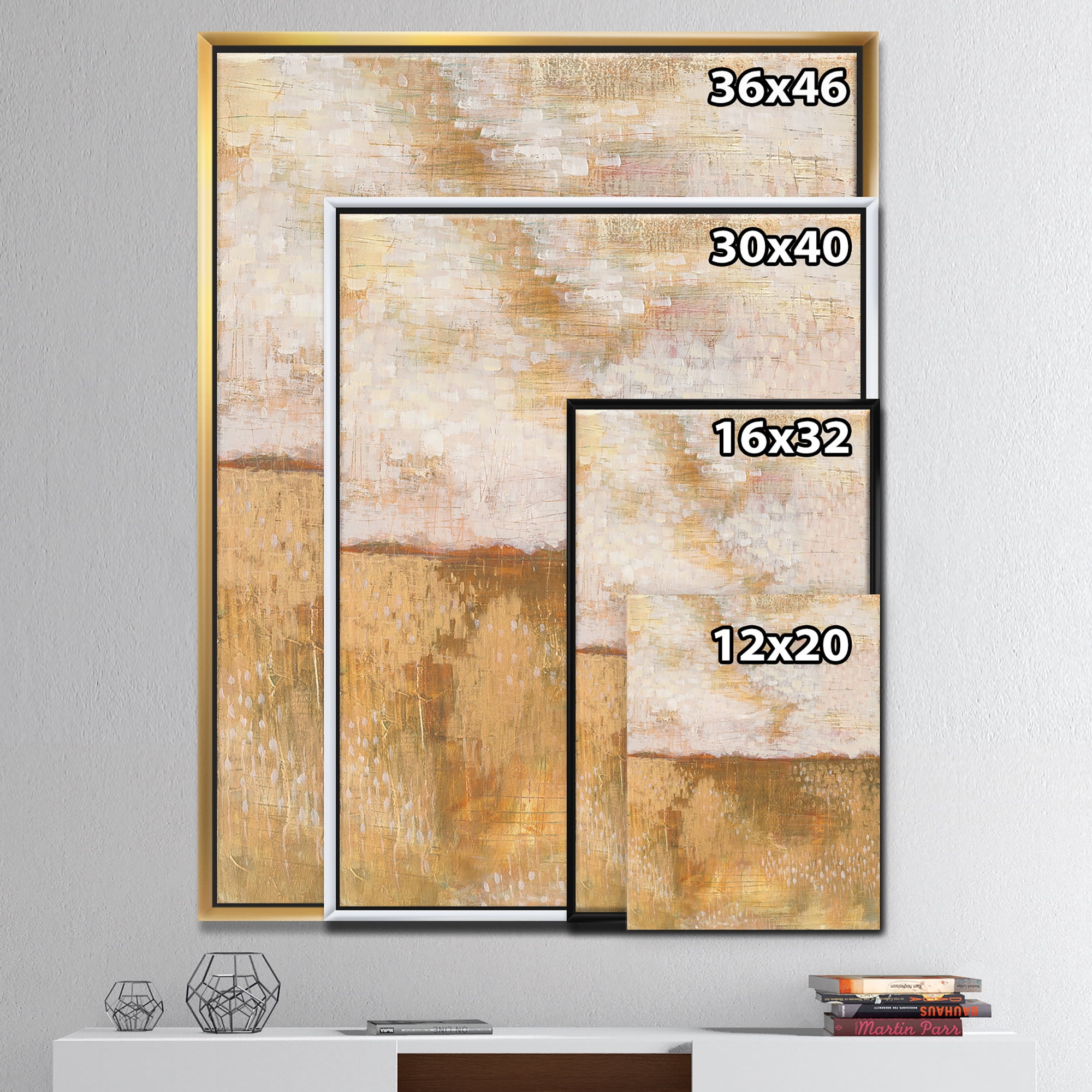 Designart ' Amber Modern Horizon ' Abstract Framed Canvas