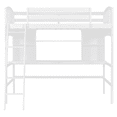 thumbnail image 4 of Tcbosik Loft Bed Twin Size with Shelves and Desk, Bed Frame with Ladder and Guardrail for Bedroom, Dorm, Wood Slats Support, White, 4 of 9