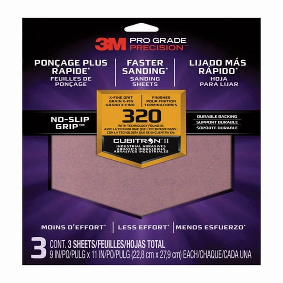 3M SandBlaster Advanced Sanding Sheets, 150 Grit, No-Slip Grip Backing, 9 x 11 Inch, 4 Sheets Pack (Wood, Metal, Drywall Sandpaper)
