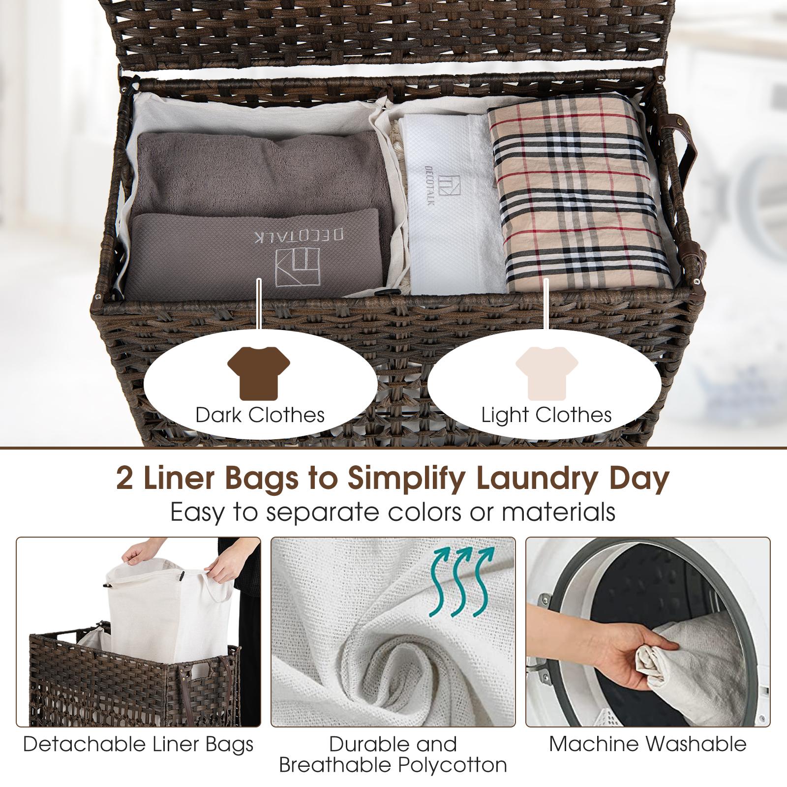 Giantex  Laundry Hamper, Basket  w/Wheels & Lid, Large Storage Clothes Basket for Home