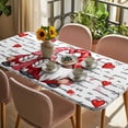 thumbnail image 3 of Valentine's Day Table Cloths for 4 Foot Rectangle Tables, Red Gnomes Love Letter Romantic Patio Waterproof Elastic Fitted Tablecloths, Washable Rectangular Table Cover for Camping, 3 of 8