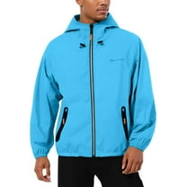 Zimjoy Mens Windbreaker Jacket Waterproof Lightweight Hooded Rain Coat Athletic Plus Size Full Zip Jackets with Pocket Fishing Hiking Clothing, Sky Blue L