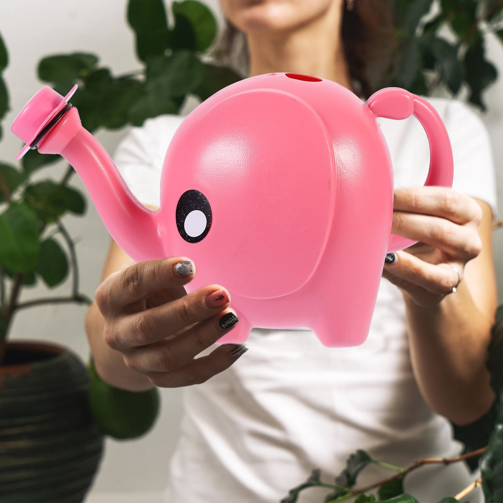 Masteelf Rosy Elephant Watering Can with Ergonomic Handle, 1.5L Capacity for Gardening, Indoor and Outdoor Plant Care