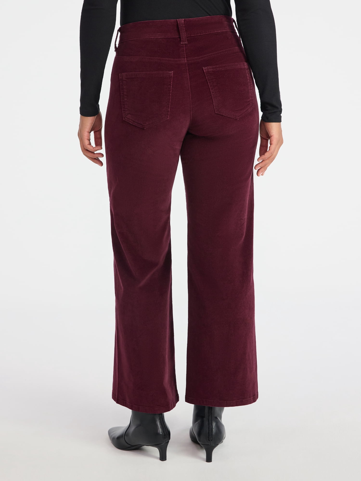 Time and Tru Women's Velvet Wide Leg Pants, 32" Inseam, Size 0-20