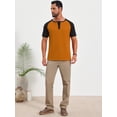 thumbnail image 4 of DARING DIVA Men's Henley Button Down Color Block Short Sleeve T-Shirt S Orange, 4 of 7