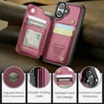 thumbnail image 6 of Mantto Case for iPhone 16 with Card Holder, Retro PU Leather RFID Blocking Credit Card Slots Double Magnetic Clasp Flip Kickstand Shockproof Phone Cover for iPhone 16,Winered, 6 of 9