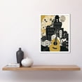 thumbnail image 2 of Edinburgh Cityscape Fringe Festival Guitar Linocut Art Print Framed Poster Wall Decor 12x16 inch, 2 of 5