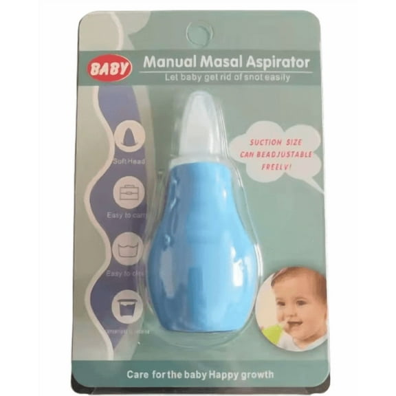 BABY Manual Masal Aspirator Soft Head Easy to Carry Manual Baby Nasal Aspirator for Baby, Blue
