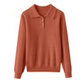thumbnail image 5 of Women Polo V Neck Lightweight Warm Fall Sweaters Long Sleeve Collared Lapel Pullover,Basic Knit Business Casual Work Office Top,2026 Fall Trendy Cozy Fashion Outfits,Dressy Cute Clothing Orange, 5 of 5