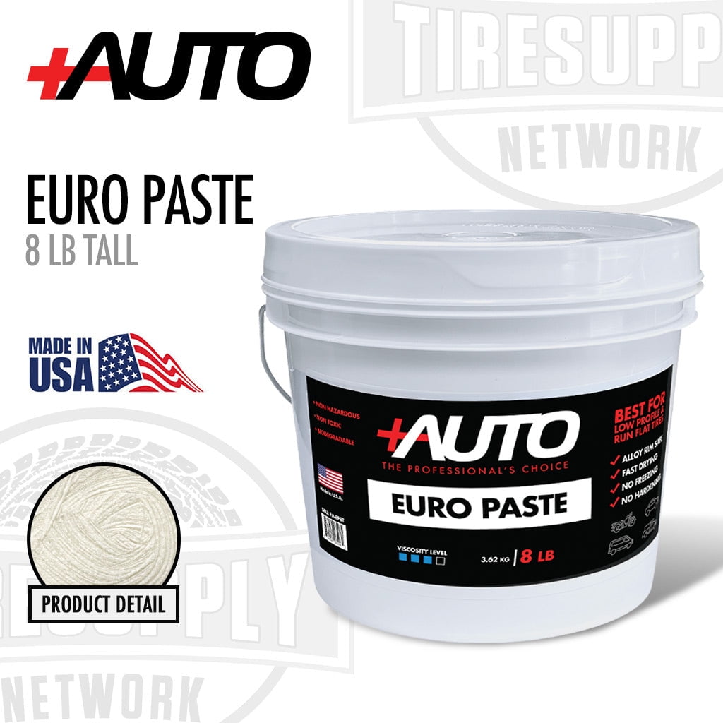 +AUTO Euro Paste, Thick Tire Mounting Lube, Automotive Tires, SUV Tires, Motorcycle Tires, Light & Commercial Truck Tires, Low Profile Tires, Run Flat Tires, Made In The U.S.A., (8 lb, Tall Bucket)