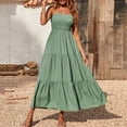 thumbnail image 3 of TopLLC Robe d'Été pour Femmes Tendance Boho Robes Amples à Bretelles Spaghetti Smockée à Étages Longue Sans Bretelles Bandeau Élastique Robe Maxi Robe de Plage Robe d'Été Robes d'Invitée de Mariage, 3 of 5