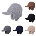 thumbnail image 2 of gcong Winter Beanie with Visor Earflaps for Men Women Knit Skull Cap Sport Golf Baseball Beanie Cap with Brim Ear Warmer Winter Hat for Cold Weather Outdoor, 2 of 6