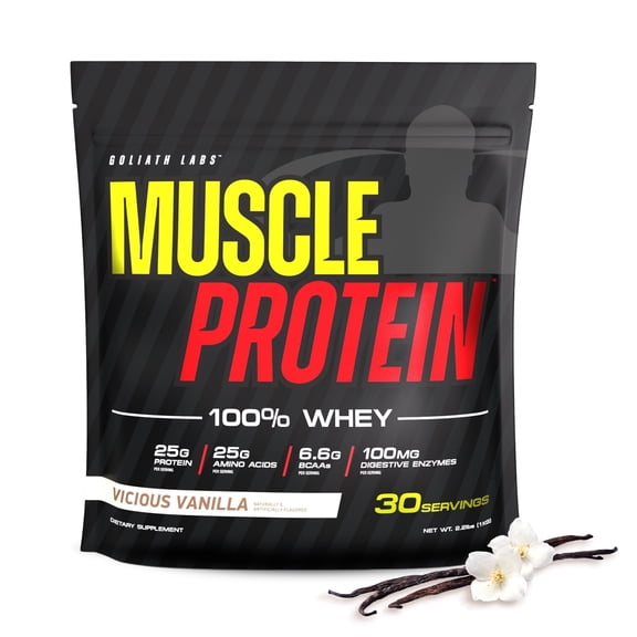 Goliath Labs Whey Protein Powder Vicious Vanilla [2.2 lbs/pack of 1] | 25g Cold Filtered Protein, 6.6g BCAAs per Serving | Diet & Sports Nutrition