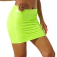 thumbnail image 2 of TiaoBug Womens Wet Look Mini Pencil Skirts Cocktail Glossy Patent Leather Bodycon Miniskirt Evening Party Clubwear Fluorescent Green L, 2 of 7