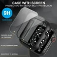 thumbnail image 6 of PINHEN 2 Pack Hard PC Case with Tempered Glass Screen Protector Compatible with Apple Watch Series 9 (2023) Series 8 Series 7 45mm, Ultra-Thin Scratch Resistant Cover for iWatch, Black+Clear, 6 of 8