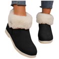thumbnail image 2 of Aueoeo Womens Winter Flat Boots Furs Snow Boots Ankle Booties Fuzzy Warm Short Boots for Girl Side Zip Boots Black, 2 of 6