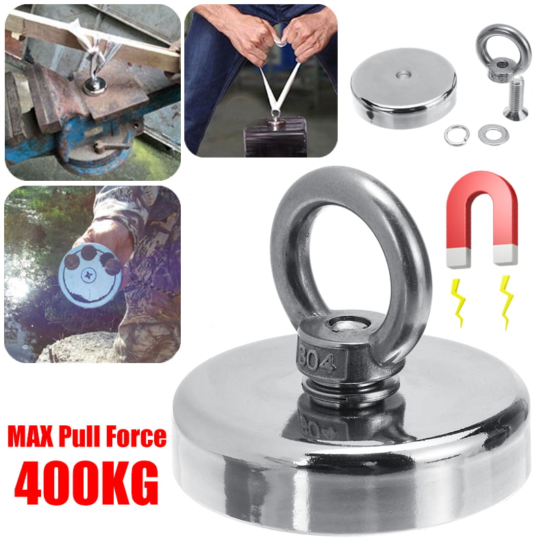 400KG 80mm Strong Metal Magnet Detector Pull Recovery Fishing Salvage Tool Rope 