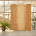 thumbnail image 2 of 3-Panel Room Divider, 6 ft Office Partition Walls Wood Divider Folding Portable Privacy Screen, Room Dividers and Folding Privacy Screens for Home, Room Separator Wall Dividers, Light Beige, 2 of 8
