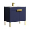 thumbnail image 6 of 36" Freestanding Bathroom Vanity with Sink & Mirror- Brush Gold Hardware - Navy Blue, 6 of 9