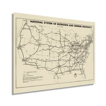 HISTORIX 1958 United States National System of Interstate & Defense Highways Map Vintage Poster Wall Art Print, 18 x 24 Inch