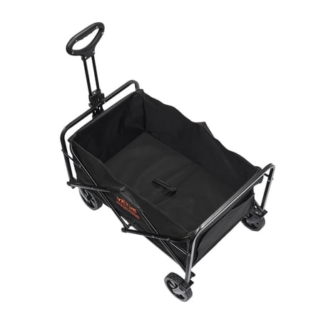 VEVOR Collapsible Folding Wagon 2 cu.ft Beach Wagon Cart with All-Terrain 5in Wheels Heavy Duty Folding Wagon Cart 220 lbs Weight Capacity with Drink Holders Wagon for Camping Shoppin