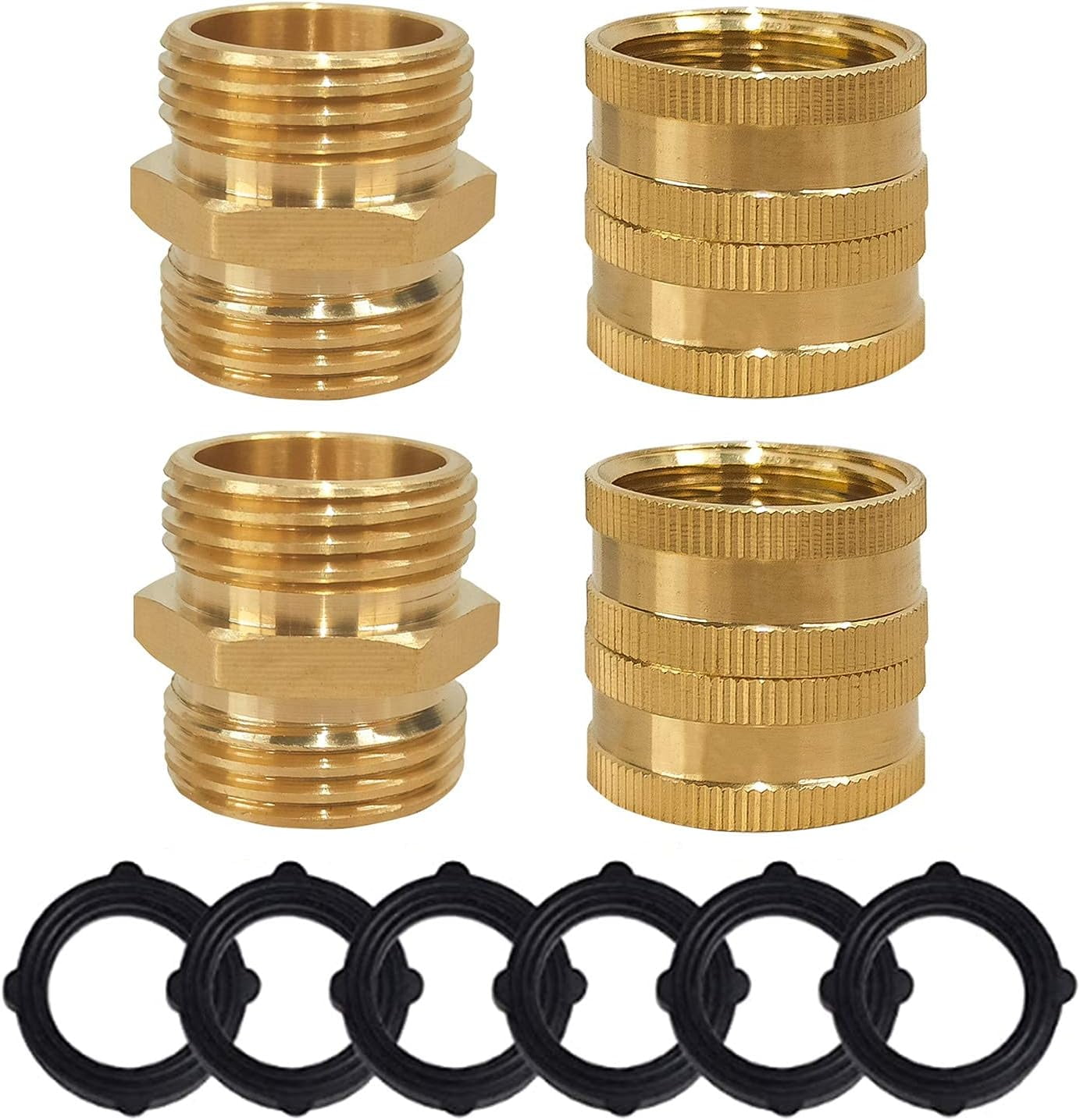 Garden Hose Double Female Coupler Brass Adapter Quick Connect Fitting Bundle