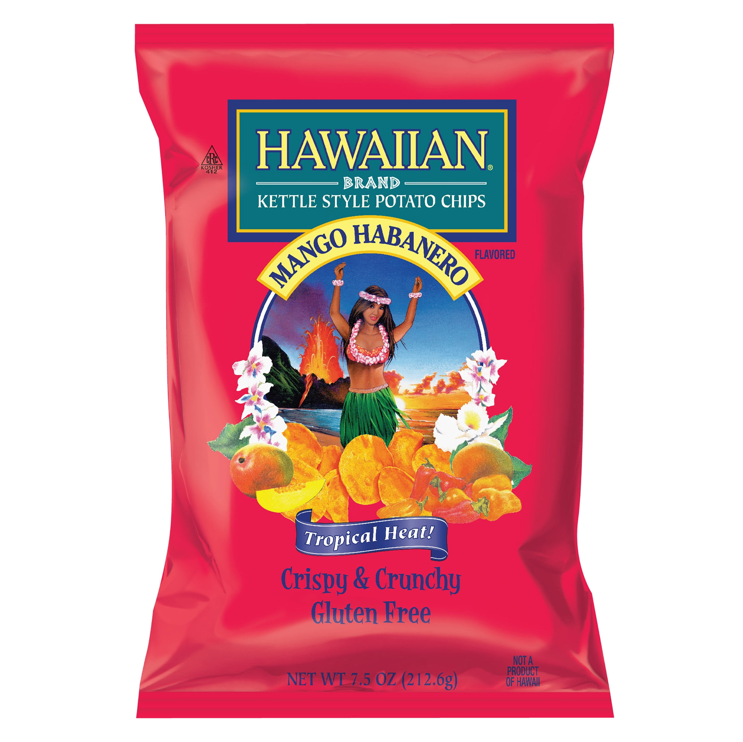 (2 pack) Hawaiian Mango Habanero Kettle Style Potato Chips, 7.5 oz