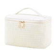 thumbnail image 2 of Ohmyroo Corduroy Makeup Bag Handheld Toiletry Pouch Large Capacity Cosmetic Organizer For Travel Commuting 6.1 Inch White, 2 of 6