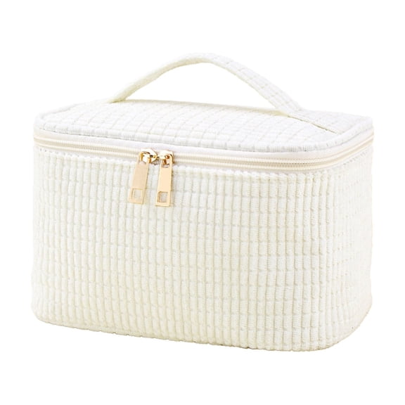 PBAZIH Corduroy Makeup Bag Handheld Toiletry Pouch Large Capacity Organizer for Women and Girls Travel Daily Beauty Essentials Portable Storage Solution