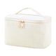 thumbnail image 2 of Bolsa de maquillaje de pana de gran capacidad - Organizador cosmético de viaje de nylon blanco, diseño de apertura amplia para portátil, estuche de almacenamiento ligero para mujeres, 2 of 6