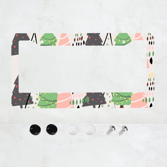 Black Green Pink Christmas Tree Style License Plate Prame Aluminium Rust-Proof Auto Parts License Plate Decorative Screws Fit Standard 2 Holes 1 U.S. License Plate, 12.2x 6.3 Inch