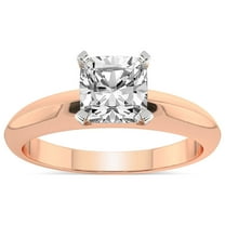 1 Carat IGI Certified Cushion Shape Lab Grown Diamond Engagement Ring | 14K Rose Gold |Eloise Solitaire Knife Edge Diamond Ring | FG-VS1-VS2 Quality Friendly Diamonds