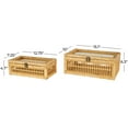 thumbnail image 3 of DecMode Handmade Woven Storage Brown Rattan Decorative Box with Glass Top and Bronze Latches, 2 Count, 3 of 9