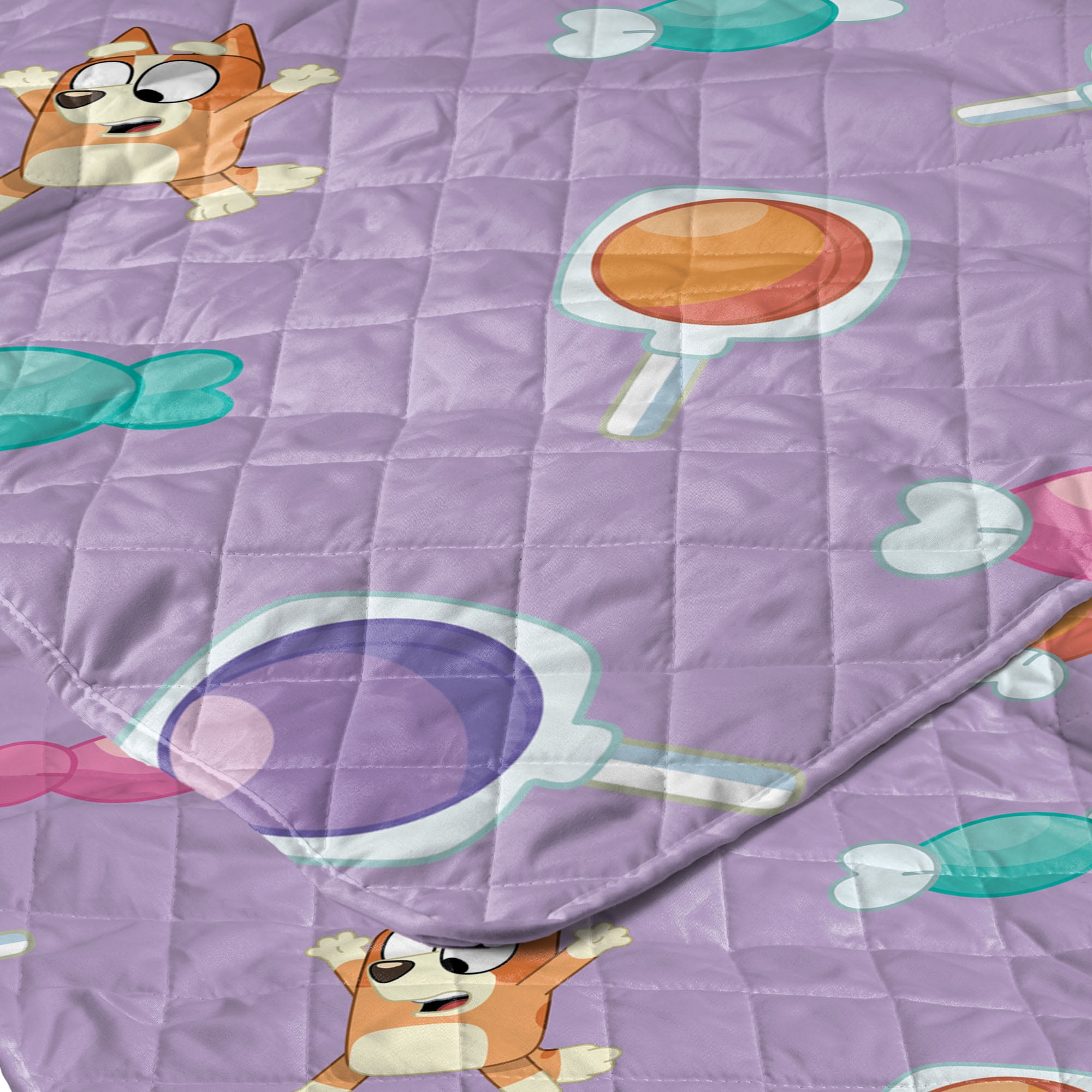 Bluey Bingo Candy Land Quilted Throw Blanket 60x80 inches, Kids Character Bedding