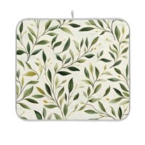 Yayeee Dish Drying Mat for Kitchen Counter 16"x18" Microfiber Absorbent Pad, Lush Greenery