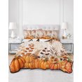 thumbnail image 2 of Twin XL Quilt Bedding Set, Fall Orange Pumpkins Reversible Summer Quilt 3 Pieces, Thanksgiving Autumn Vintage Leaves Lightweight Bedspreads Coverlets with 2 Pillow Shams for All Seasons, 2 of 5