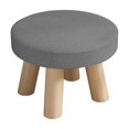 thumbnail image 2 of Topukaiba Round Stool Backless Counter Height Stool Solid Wood Legs Upholstered Seat Vanity Stool for Living Room Bedroom Makeup Desk Entryway Kids Stool, 10.6"x6.7", Gray, 2 of 6