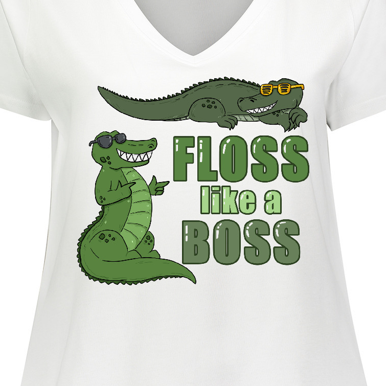 Inktastic Floss Like a Boss Gators Women's Plus Size V-Neck T-Shirt - image 3 of 4