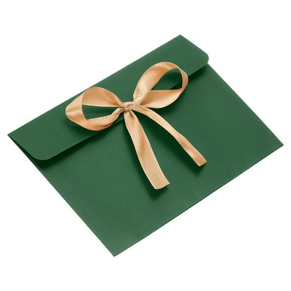 Envelope with Knot 6.8" x 5", 10Pcs Greeting Card Invitation Envelope with Ribbon for Invitations and Greeting Cards Gift Christmas Birthday Party, Dark Green