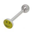 thumbnail image 1 of Yellow Happy Face Tongue Ring, 1 of 2
