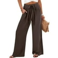 thumbnail image 4 of XFLWAM Women's Wide Leg Palazzo Pants Summer Belted High Waist Flowy Pants Casual Loose Business Trousers Beach Travel Vacation Clothes, 4 of 6