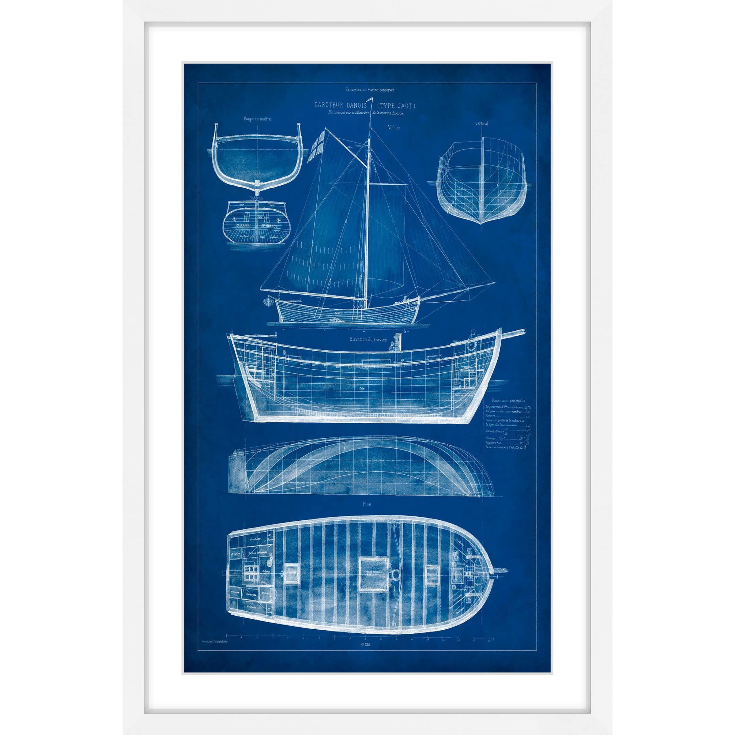 Marmont Hill "Ship Blueprint II" Framed Painting Print