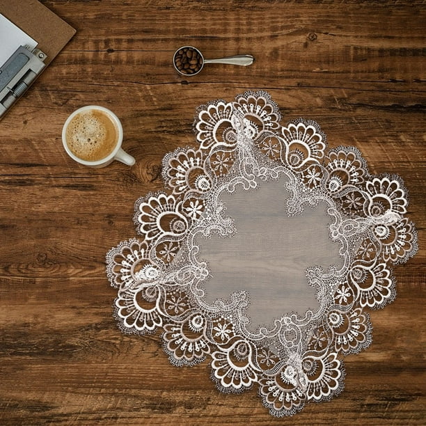 lace dresser covers MMJ Table Runner Lace Openwork Tassel 35.83x13.78in Polyester Boho Sideboard Coffee Table Dresser Cover
