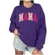 thumbnail image 1 of Sudadera Penkiiy Mama Mujer Glitter Patch Mama Crewneck Sudaderas Mama Print Manga Larga Moda Suéter XS Púrpura, 1 of 7