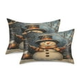 thumbnail image 2 of Satin Pillow Case Standard Silk Pillow Cover for Hair and Skin Envelope Closure Winter Snowman 20"x26", 2 of 9