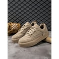 thumbnail image 3 of Men's Solid Color Grey Lace-up Front Sports Skate Shoes, Minimalist Style Round Toe Thick Bottom Height Increasing Athletic Shoes, 3 of 4